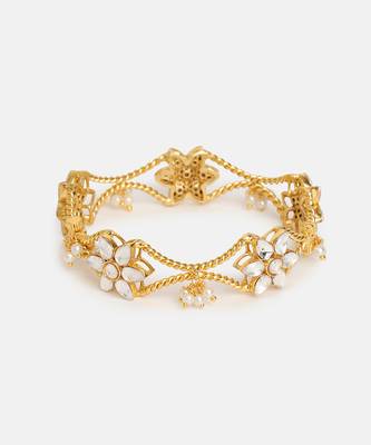 Gold Plated Kundan White Stone Bangle 3