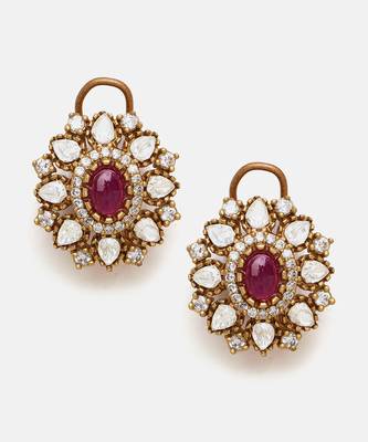 Gold Plated Kundan Red Stone Choker Necklace Set 5