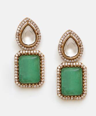 Gold Plated Kundan Turquoise Stone Choker Necklace Set 4