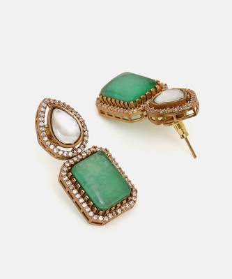 Gold Plated Kundan Turquoise Stone Choker Necklace Set 5