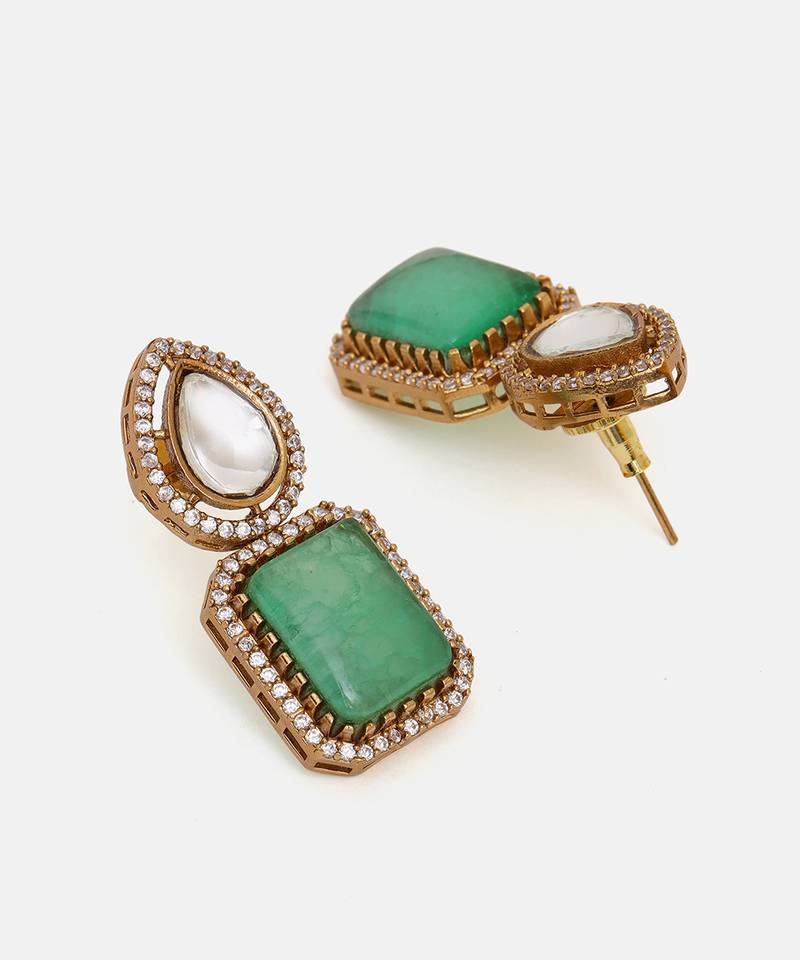 Gold Plated Kundan Turquoise Stone Choker Necklace Set