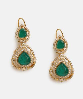 Gold Plated Kundan Green Stone Layered Necklace Set 5
