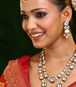 Gold Plated Kundan Blue Enamel Necklace Set