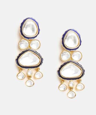 Gold Plated Kundan Blue Enamel Necklace Set 5