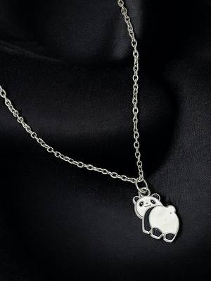 Silver plated panda pendant chain 1