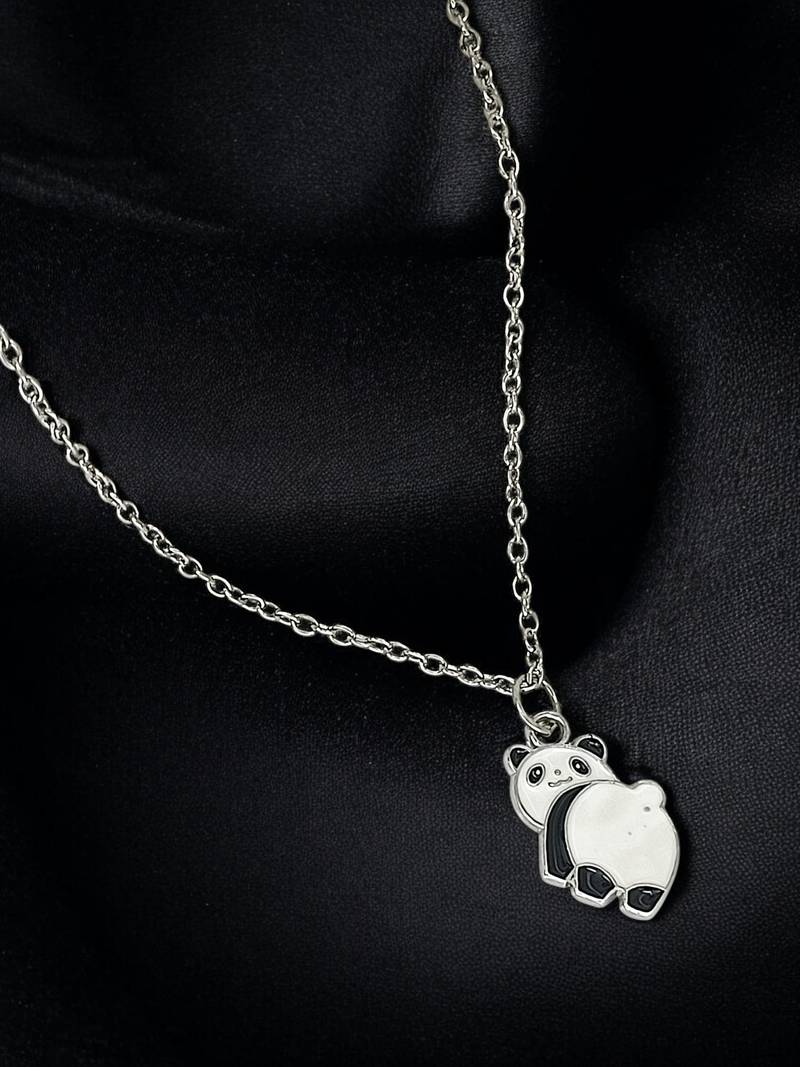 Silver plated panda pendant chain
