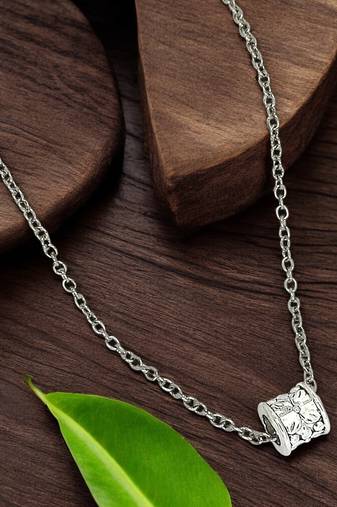 Silver plated barrel pendant chain