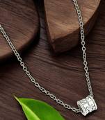 Silver plated barrel pendant chain