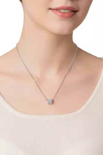 Silver plated barrel pendant chain