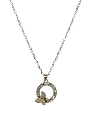 Silver plated cz encircled butterfly pendant chain 3