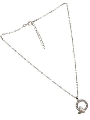 Silver plated cz encircled butterfly pendant chain 4