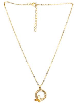 Gold plated cz encircled butterfly pendant chain 2