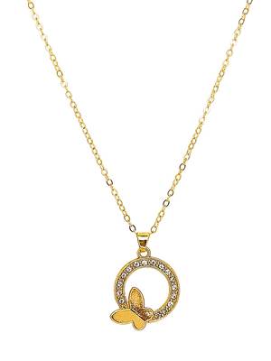 Gold plated cz encircled butterfly pendant chain 3