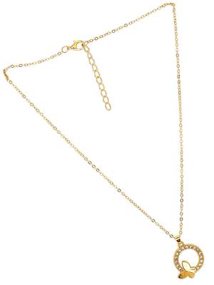 Gold plated cz encircled butterfly pendant chain 4
