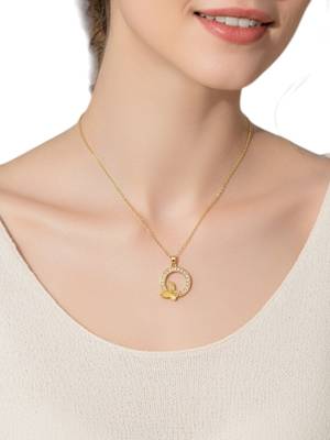 Gold plated cz encircled butterfly pendant chain 5