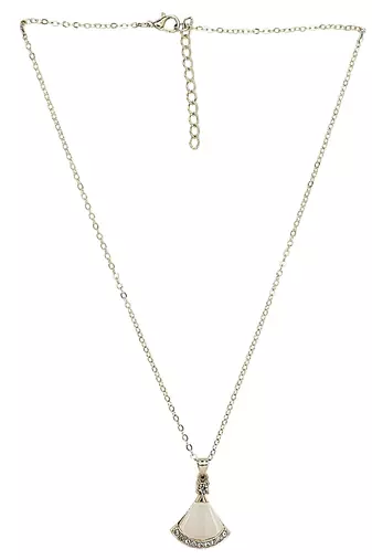 Silver plated monalisa cz pendant chain