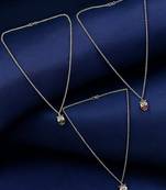 Set of 3 silver plated owl pendant chain