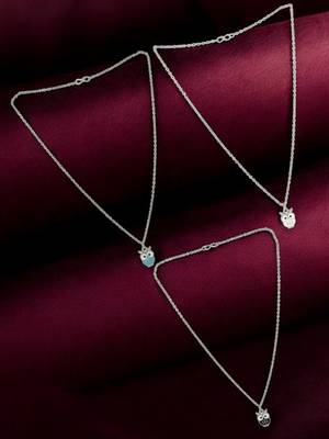 Set of 3 silver plated owl pendant chain 1