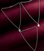 Set of 3 silver plated owl pendant chain