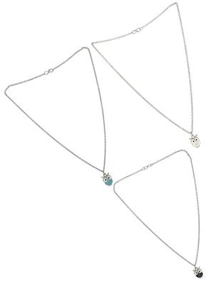 Set of 3 silver plated owl pendant chain 3