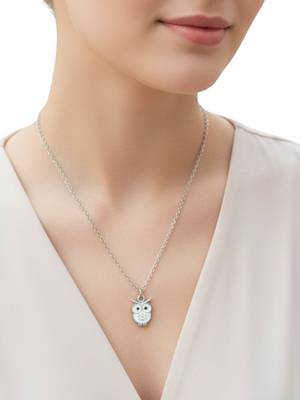 Set of 3 silver plated owl pendant chain 5