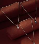 Set of 3 silver plated owl pendant chain