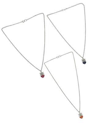 Set of 3 silver plated owl pendant chain 3