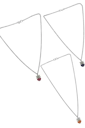 Set of 3 silver plated owl pendant chain