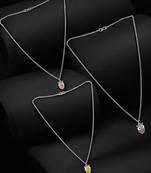 Set of 3 silver plated owl pendant chain