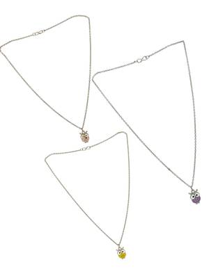 Set of 3 silver plated owl pendant chain 3