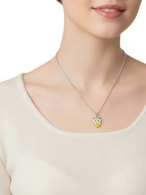 Set of 3 silver plated owl pendant chain 5