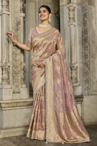 chocolate elegant mauve viscose saree