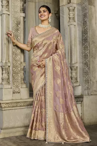 chocolate elegant mauve viscose saree