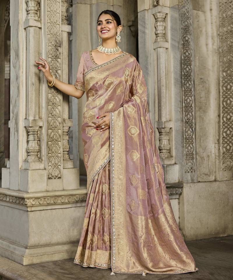 chocolate elegant mauve viscose saree