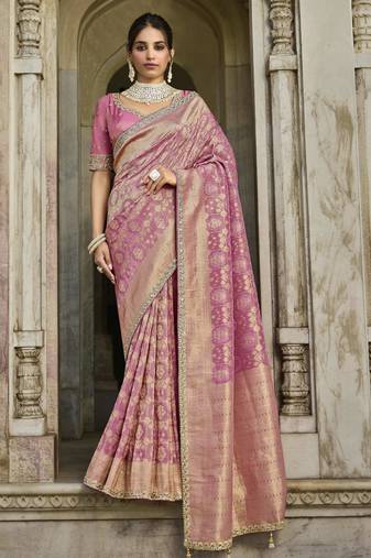 pink blush pink viscose blend saree