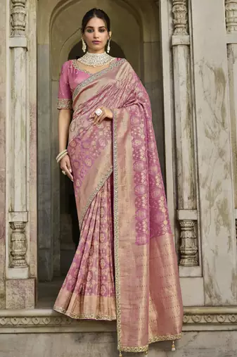 pink blush pink viscose blend saree
