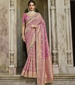 pink blush pink viscose blend saree
