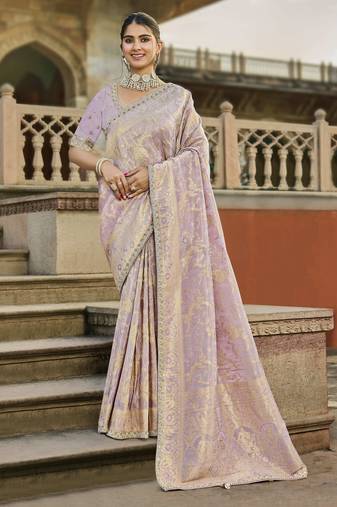 baby_pink vibrant fuchsia viscose saree