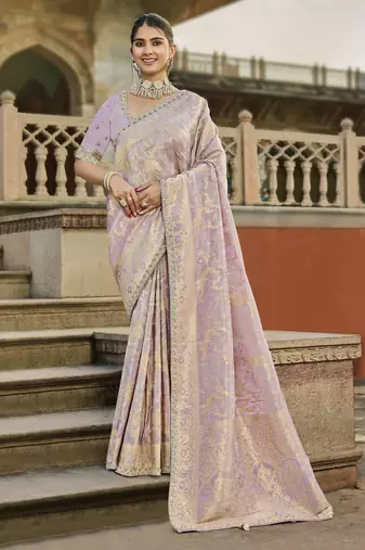 baby_pink vibrant fuchsia viscose saree