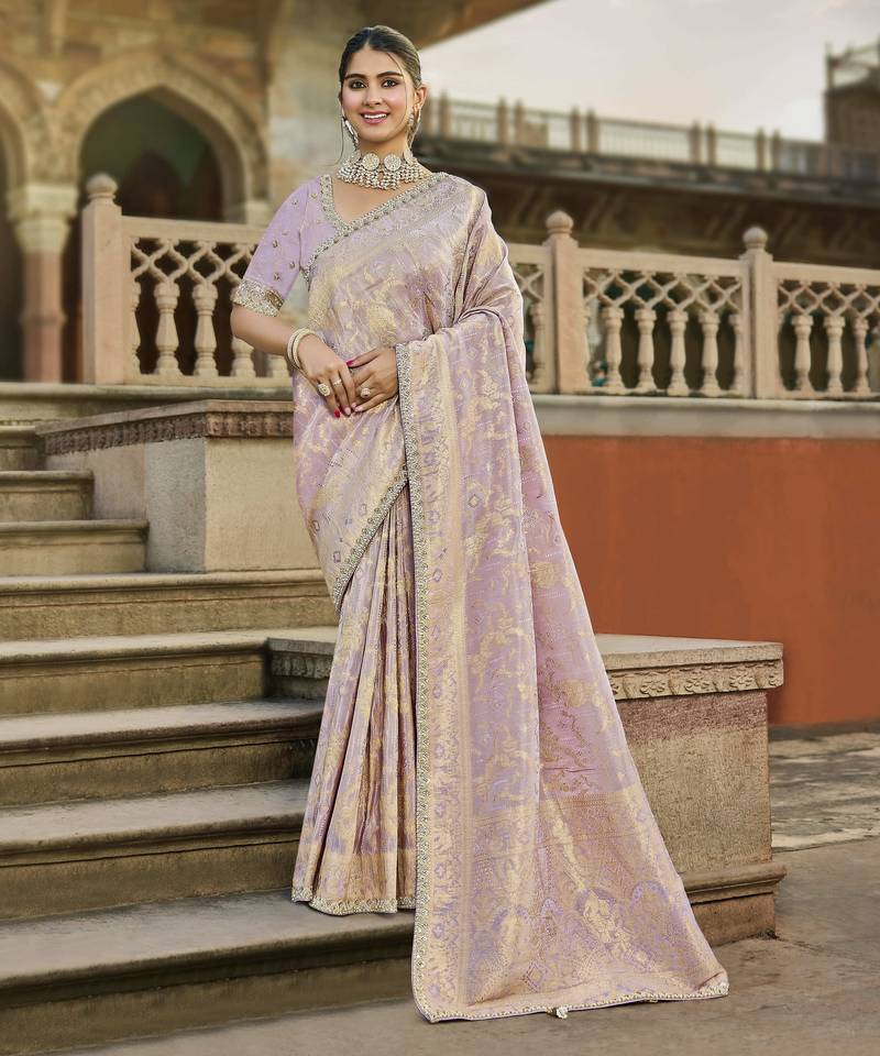 baby_pink vibrant fuchsia viscose saree