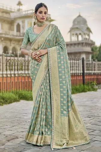 green pastel green viscose saree – soft & elegant