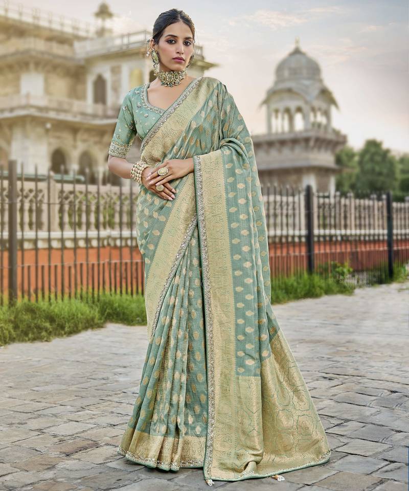 green pastel green viscose saree – soft & elegant