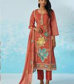 Red organza embroidered party wear suit