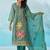 Turquoise  organza embroidered party wear suit