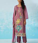 Lavender organza embroidered party wear suit
