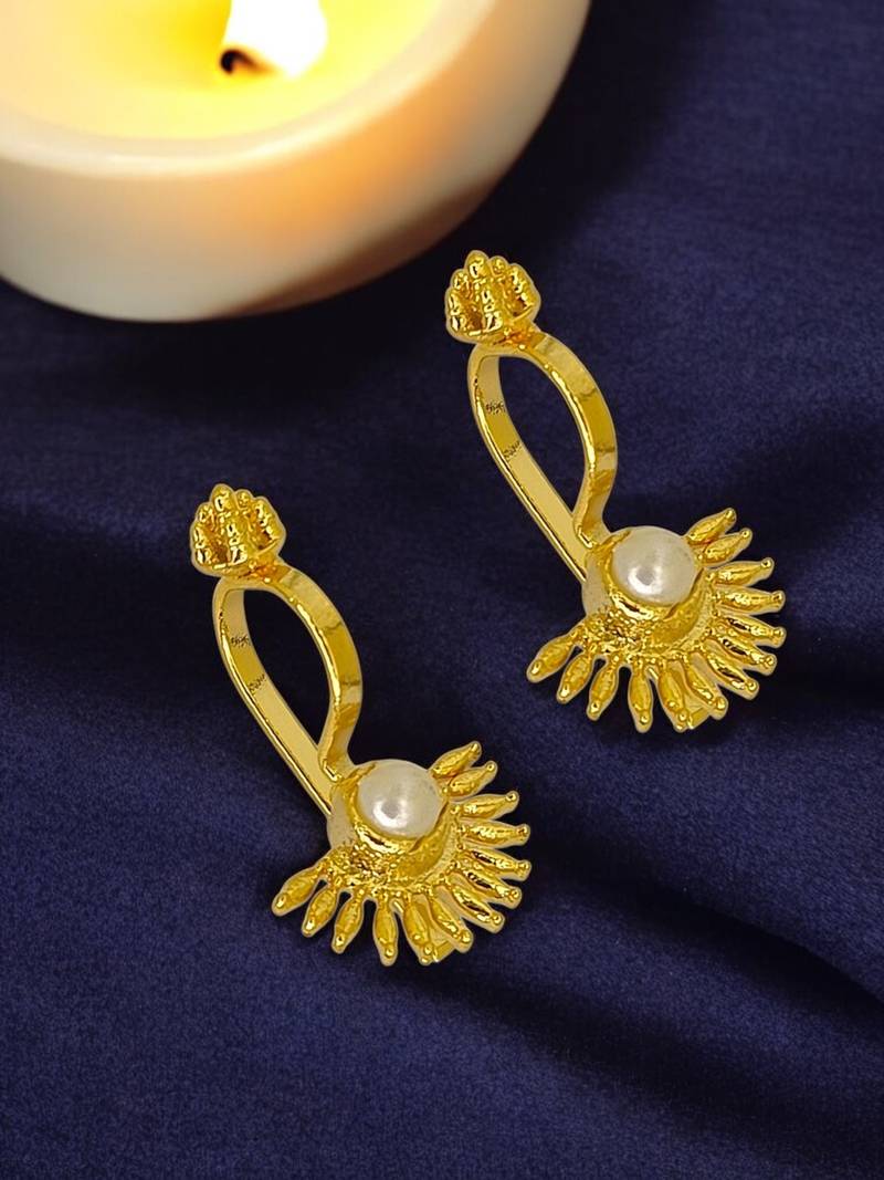 Gold plated spokes design bugadi earrings
