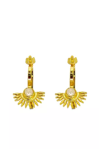 Gold plated spokes design bugadi earrings