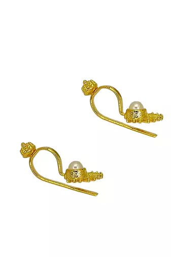 Gold plated spokes design bugadi earrings