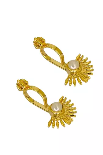 Gold plated spokes design bugadi earrings