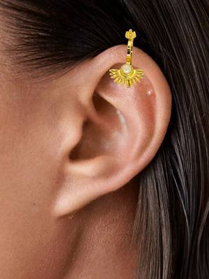 Gold plated spokes design bugadi earrings 5